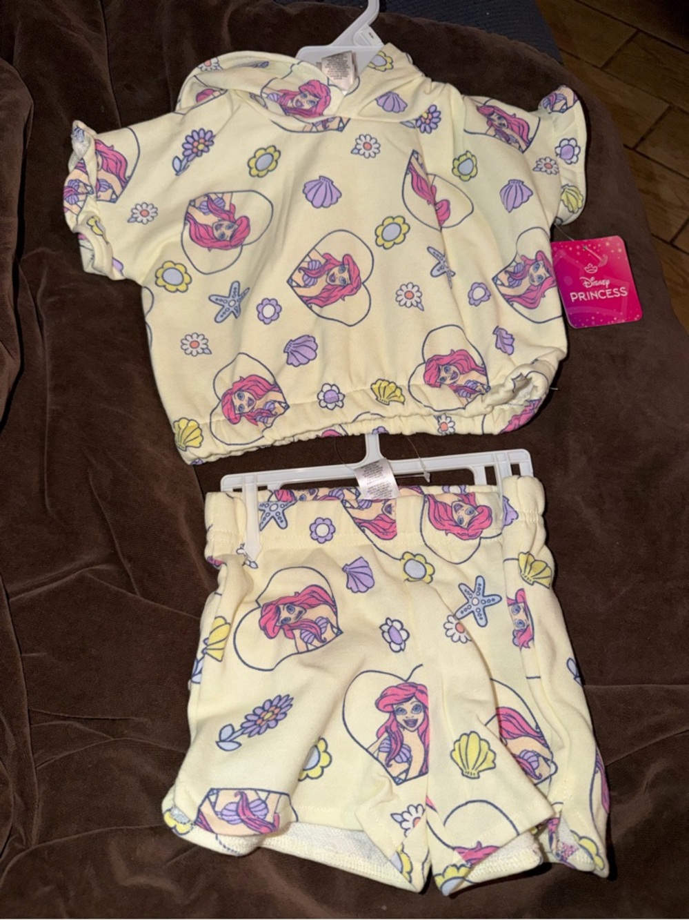 Disney Princess Cream and Brown Infant Two-Piece Set 2t NWT